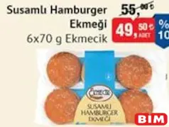 EKMECİK SUSAMLI HAMBURGER EKMEĞİ 6X70 G fiyat ve kampanya bilgisi